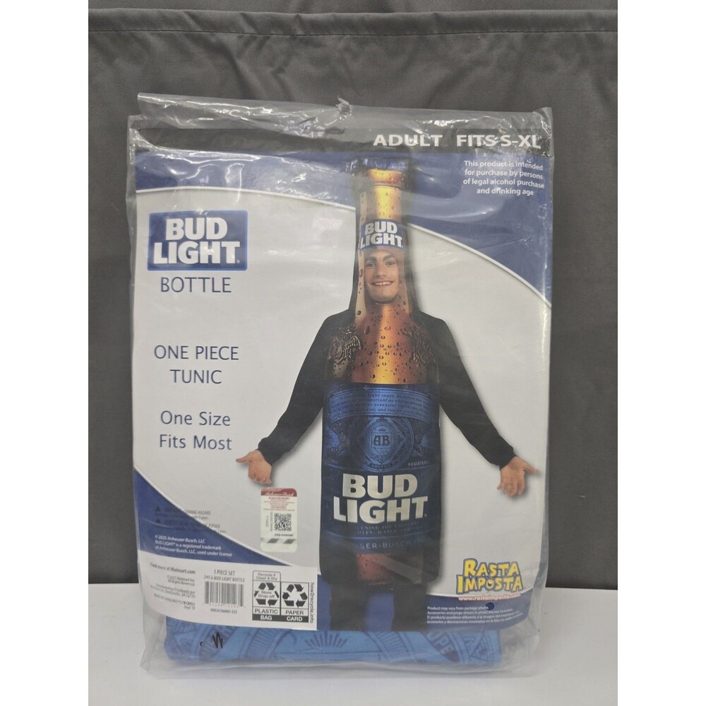 Rasta Imposta Bud Light Beer Bottle Halloween Costume Adults One Size NEW